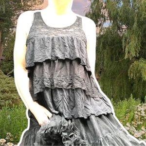 True Vintage y2k Black Mesh and Ruffle Tiered Tanktop, Size S